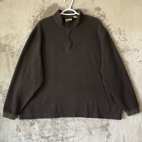 Haggar Men Pullover Sweater Size 3X Quater Zip Mock Neck Plus Size Minimalist